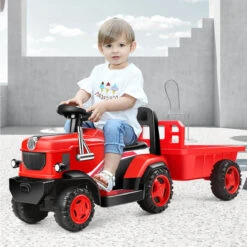 6V Electric Kids Ride On Tractor With Wagon Battery Powered Ride On Car For Boys & Girls