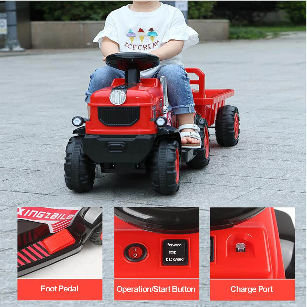 6V Electric Kids Ride On Tractor With Wagon Battery Powered Ride On Car For Boys & Girls 10 6V Electric Kids Ride On Tractor With Wagon Battery Powered Ride On Car For Boys & Girls - Image 10