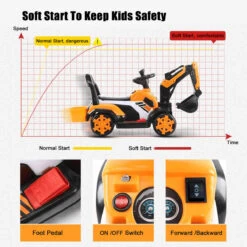 6V Electric Excavator Kids Ride-on Pedal Tractor With Power Digger & Music Sounds 23 6V Electric Excavator Kids Ride-on Pedal Tractor With Power Digger & Music Sounds -Sun Baby Sales Store 6V Electric Ride On Excavator new