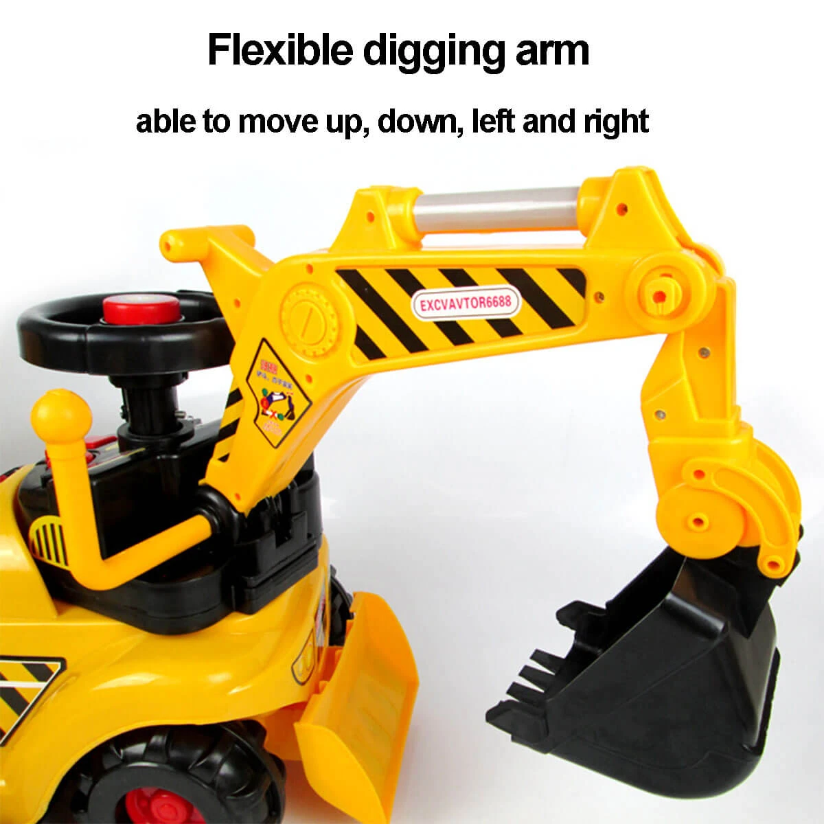 6V Kids Electric Excavator With Digging & Grabbing Outdoor Indoor Ride On Toy With Helmet & Music 4 6V Kids Electric Excavator With Digging & Grabbing Outdoor Indoor Ride On Toy With Helmet & Music - Image 4