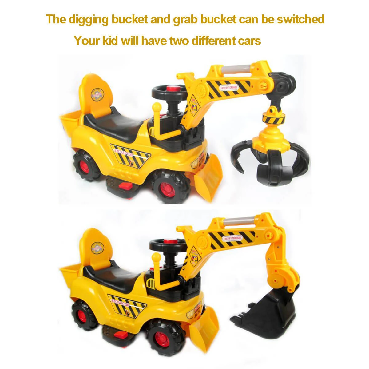 6V Kids Electric Excavator With Digging & Grabbing Outdoor Indoor Ride On Toy With Helmet & Music 3 6V Kids Electric Excavator With Digging & Grabbing Outdoor Indoor Ride On Toy With Helmet & Music - Image 3