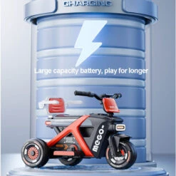 6V Kids Electric Motorcycle 3 Wheels Car Large Battery Powered Ride On Toys Enlarge Backrest With Guardrail -Sun Baby Sales Store 6V Kids Electric Motorcycle 3 Wheels Car 2