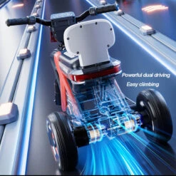 6V Kids Electric Motorcycle 3 Wheels Car Large Battery Powered Ride On Toys Enlarge Backrest With Guardrail -Sun Baby Sales Store 6V Kids Electric Motorcycle 3 Wheels Car 4