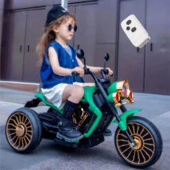6V Kids Electric Motorcycle With Remote & Music 3 Wheels Car Dual Drive For Boys & Girls