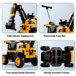 4-In-1 Remote Ride-On Push Car Toddler Fully Electric Ride On Digger Button Controlled Truck 20 4-In-1 Remote Ride-On Push Car Toddler Fully Electric Ride On Digger Button Controlled Truck -Sun Baby Sales Store 6V Kids Electric Ride On Excavator 2