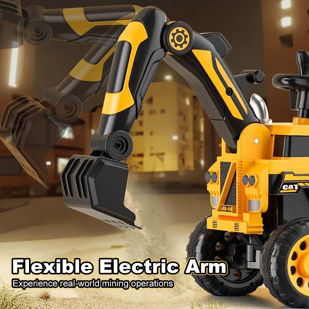 6V Toddler Excavator Electric Digging Arm Ride On Car With Large Wagon And Remote 4 6V Toddler Excavator Electric Digging Arm Ride On Car With Large Wagon And Remote - Image 4
