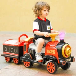 6V Ride On Train Battery Powered Spray Train Rides Dual Drive Electric Ride On Car With Light & Music