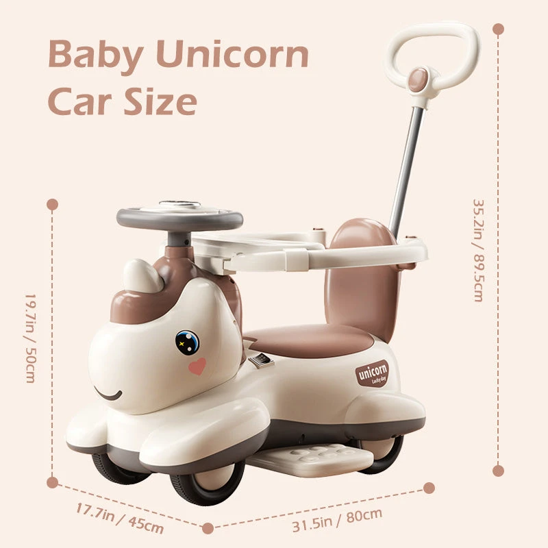 6V Unicorn 4-in-1 Kids Electric Car Bluetooth Ride-On Toy Detachable Push Handle With Music Light 13 6V Unicorn 4-in-1 Kids Electric Car Bluetooth Ride-On Toy Detachable Push Handle With Music Light - Image 13