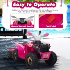6V Kids Ride-On ATV With Detachable Trailer – Electric Quad For Ages 3-6, Bluetooth, Music, & Safe Design 22 6V Kids Ride-On ATV With Detachable Trailer – Electric Quad For Ages 3-6, Bluetooth, Music, & Safe Design -Sun Baby Sales Store 6V Kids Ride On ATV with Detachable Trailer 10
