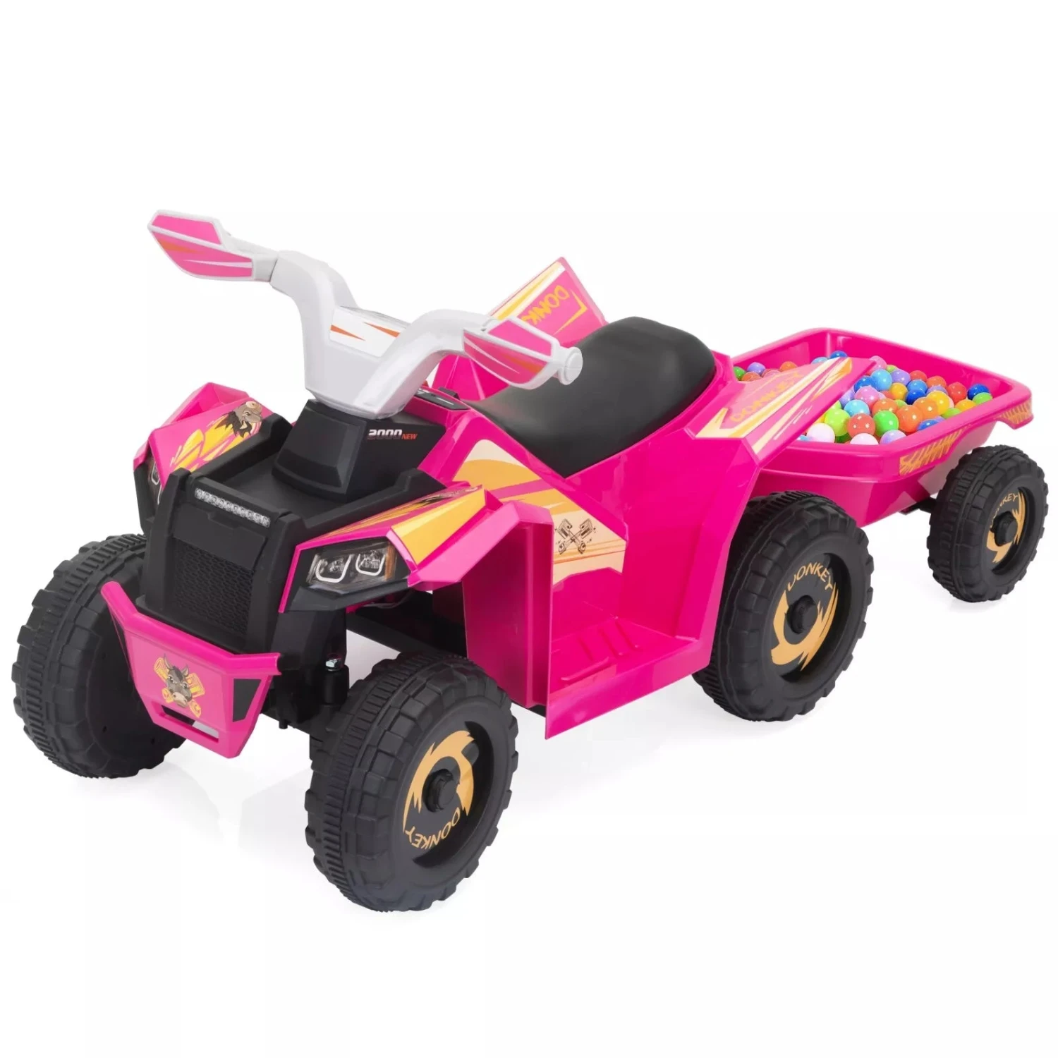 6V Kids Ride-On ATV With Detachable Trailer – Electric Quad For Ages 3-6, Bluetooth, Music, & Safe Design 7 6V Kids Ride-On ATV With Detachable Trailer – Electric Quad For Ages 3-6, Bluetooth, Music, & Safe Design - Image 7