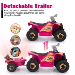 6V Kids Ride-On ATV With Detachable Trailer – Electric Quad For Ages 3-6, Bluetooth, Music, & Safe Design 21 6V Kids Ride-On ATV With Detachable Trailer – Electric Quad For Ages 3-6, Bluetooth, Music, & Safe Design -Sun Baby Sales Store 6V Kids Ride On ATV with Detachable Trailer 4