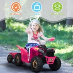 6V Kids Ride-On ATV With Detachable Trailer – Electric Quad For Ages 3-6, Bluetooth, Music, & Safe Design 19 6V Kids Ride-On ATV With Detachable Trailer – Electric Quad For Ages 3-6, Bluetooth, Music, & Safe Design -Sun Baby Sales Store 6V Kids Ride On ATV with Detachable Trailer 7
