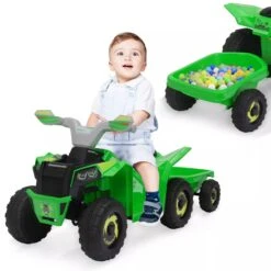 6V Kids Ride-On ATV With Detachable Trailer – Electric Quad For Ages 3-6, Bluetooth, Music, & Safe Design