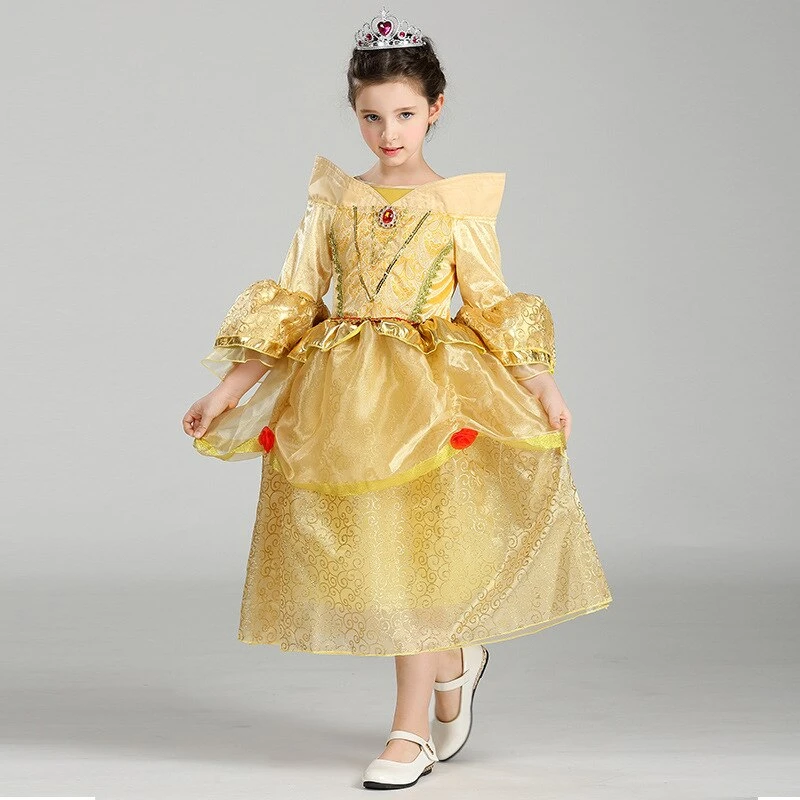 Classic Princess Belle Dress Cosplay Costume Halloween Party Dress Up 1 Classic Princess Belle Dress Cosplay Costume Halloween Party Dress Up