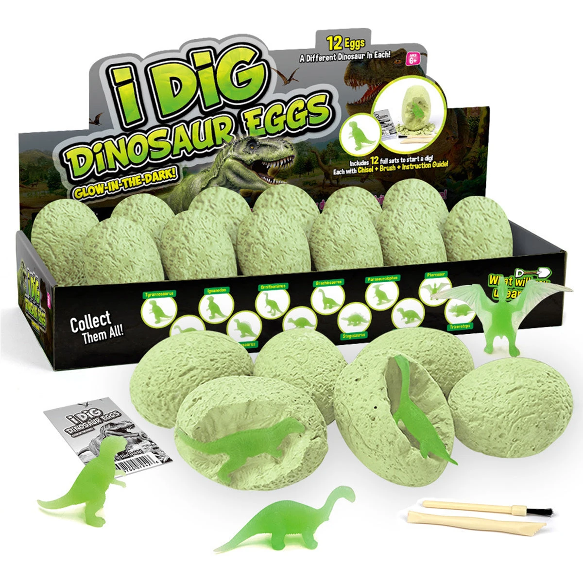 Glow In The Dark Dinosaur Eggs Excavation Kit 12-Pack Luminous Dinosaurs Surprise Dino Eggs 6 Glow In The Dark Dinosaur Eggs Excavation Kit 12-Pack Luminous Dinosaurs Surprise Dino Eggs - Image 6