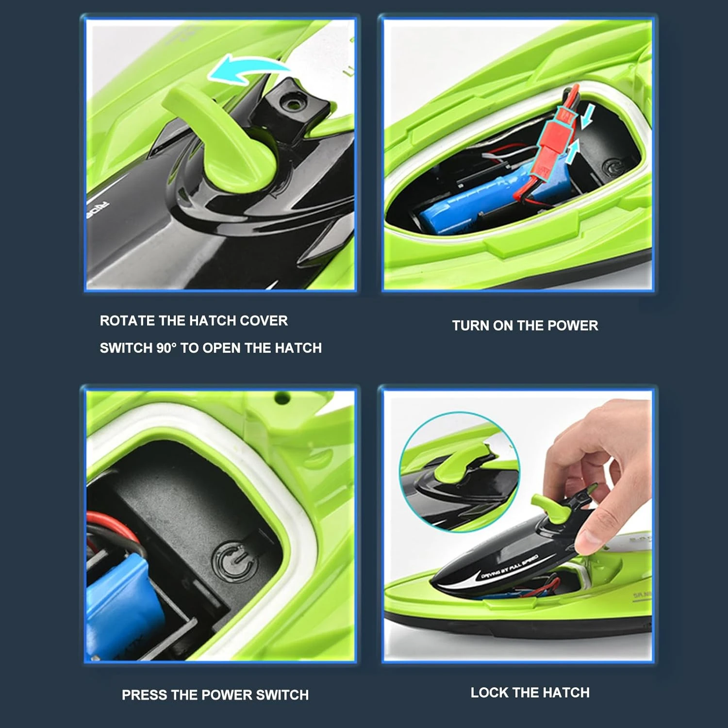 2.4G Remote Control Boat Twin Turbojet Speedboat Waterproof Racing Boat With Light For Kids 9 2.4G Remote Control Boat Twin Turbojet Speedboat Waterproof Racing Boat With Light For Kids - Image 9