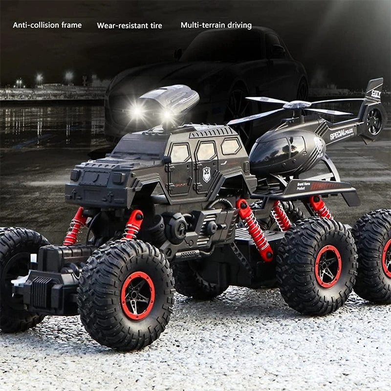 Six-wheel RC Off-road Truck 1/14 Electric Climbing Vehicle With Removable Helicopter For Kids 2 Six-wheel RC Off-road Truck 1/14 Electric Climbing Vehicle With Removable Helicopter For Kids - Image 2