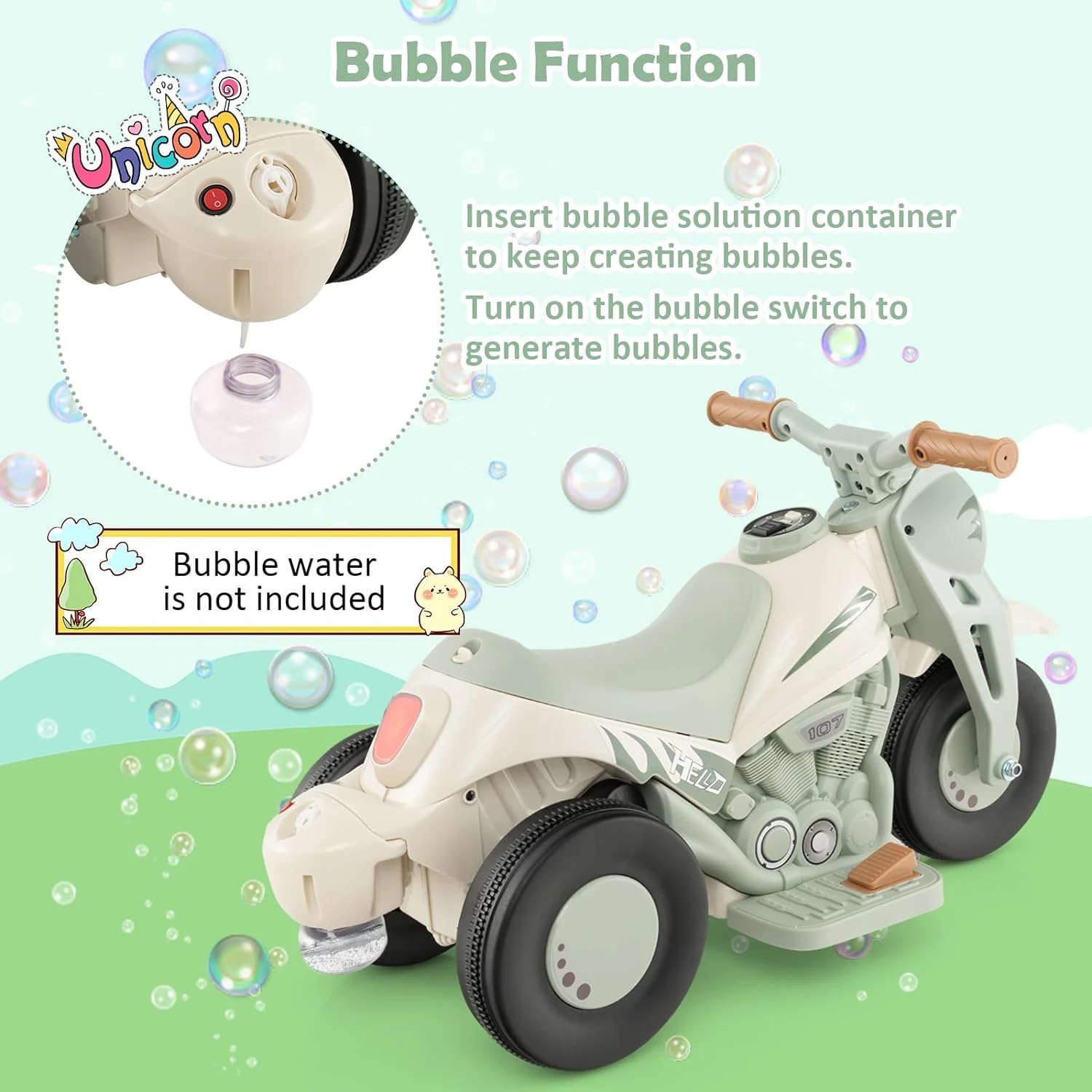 6V Kids Electric Motorcycle 3 Wheels Bubble Car Battery Power Ride On Car With Light Music 6 6V Kids Electric Motorcycle 3 Wheels Bubble Car Battery Power Ride On Car With Light Music - Image 6