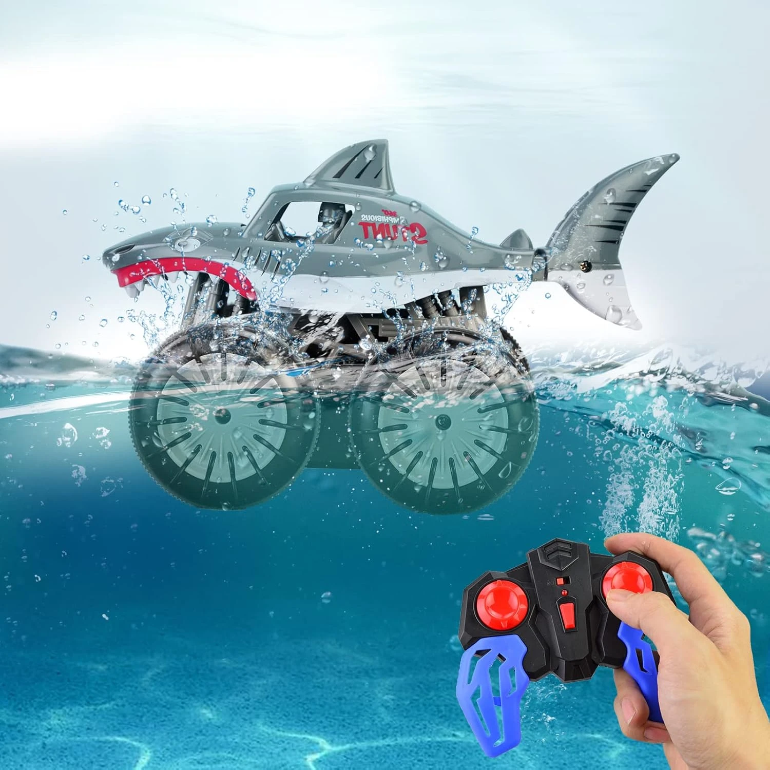2.4G Amphibious RC Car Shark 360° Rotation Stunt Vehicle Waterproof RC Off-road Car 2 2.4G Amphibious RC Car Shark 360° Rotation Stunt Vehicle Waterproof RC Off-road Car - Image 2