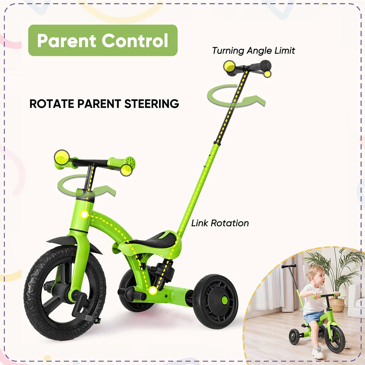Stroller Bike 4 In 1 Tricycle With Detachable Push Bar Toddler Balance Bike Ride On Toys 1 Stroller Bike 4 In 1 Tricycle With Detachable Push Bar Toddler Balance Bike Ride On Toys
