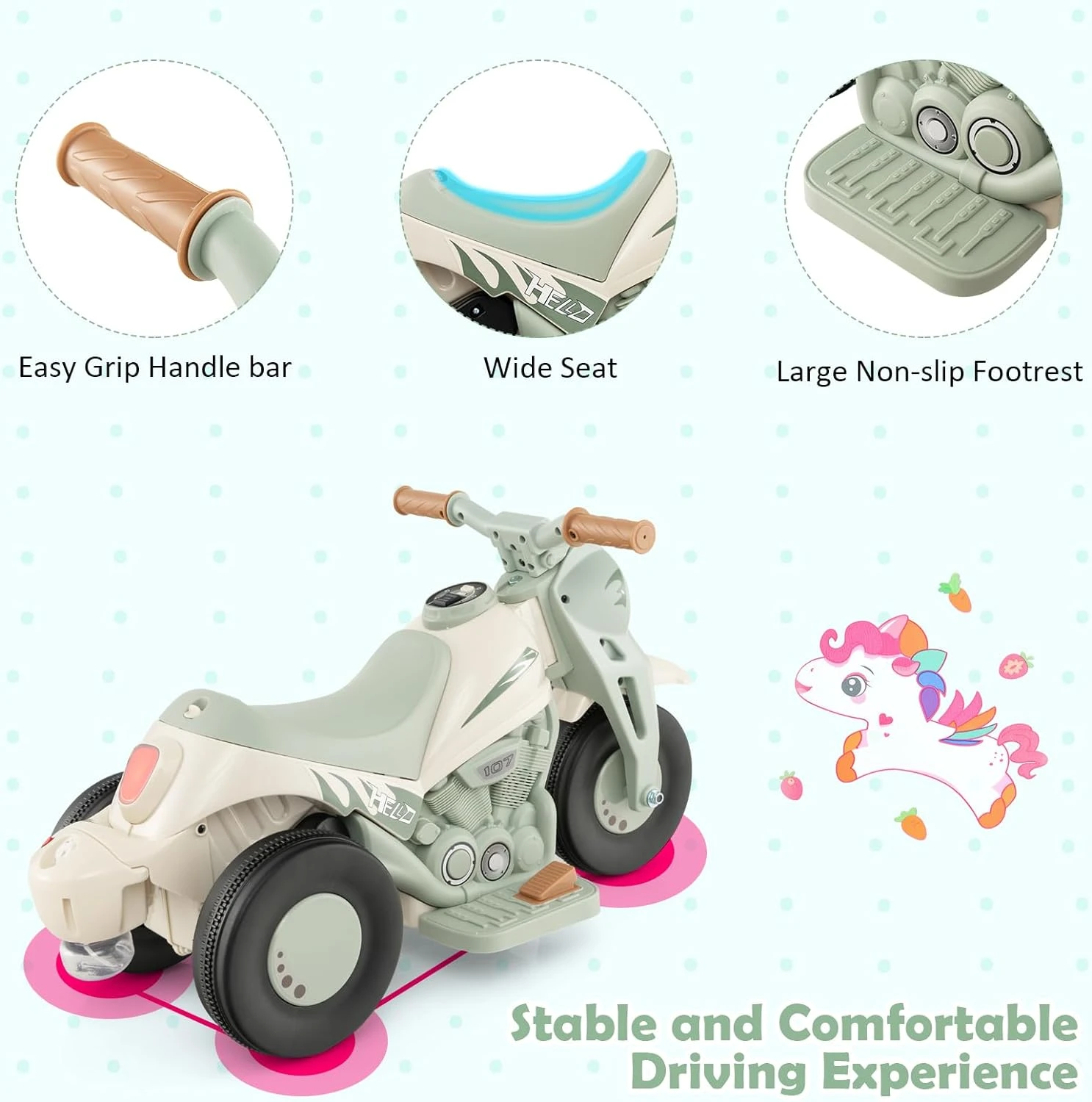 6V Kids Electric Motorcycle 3 Wheels Bubble Car Battery Power Ride On Car With Light Music 10 6V Kids Electric Motorcycle 3 Wheels Bubble Car Battery Power Ride On Car With Light Music - Image 10