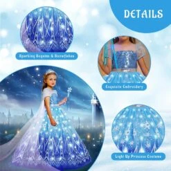 Elsa Costume Princess Dress Girls Light Up Dress Snowflake Trailing Party Dress Birthday Dres 20 Elsa Costume Princess Dress Girls Light Up Dress Snowflake Trailing Party Dress Birthday Dres -Sun Baby Sales Store 81mGKx58sGL. AC SL1500