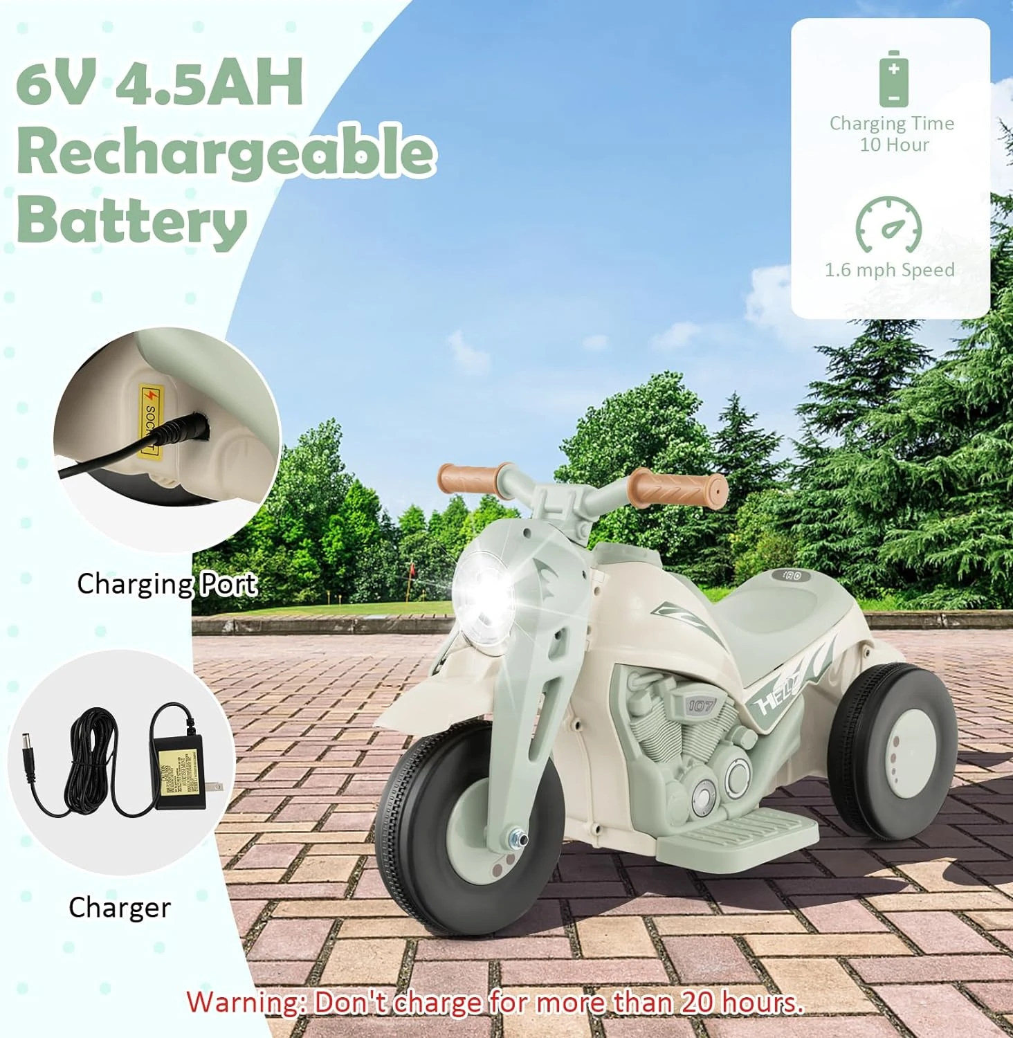 6V Kids Electric Motorcycle 3 Wheels Bubble Car Battery Power Ride On Car With Light Music 9 6V Kids Electric Motorcycle 3 Wheels Bubble Car Battery Power Ride On Car With Light Music - Image 9