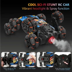 8WD Remote Control Car 2.4G Drift Stunt RC Car Double-Sided Climbing Car With Spray & Light 12 8WD Remote Control Car 2.4G Drift Stunt RC Car Double-Sided Climbing Car With Spray & Light -Sun Baby Sales Store 8WD Remote Control Drift Stunt Car 1