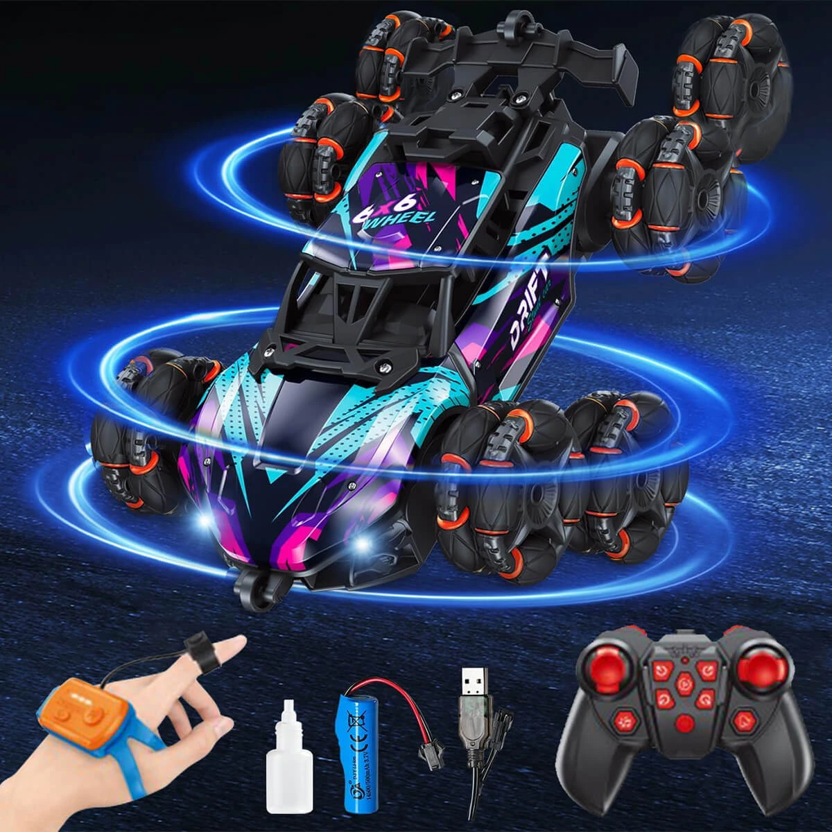 8WD Remote Control Car 2.4G Drift Stunt RC Car Double-Sided Climbing Car With Spray & Light 2 8WD Remote Control Car 2.4G Drift Stunt RC Car Double-Sided Climbing Car With Spray & Light - Image 2