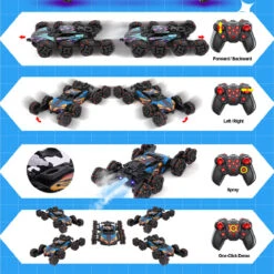 8WD Remote Control Car 2.4G Drift Stunt RC Car Double-Sided Climbing Car With Spray & Light 16 8WD Remote Control Car 2.4G Drift Stunt RC Car Double-Sided Climbing Car With Spray & Light -Sun Baby Sales Store 8WD Remote Control Drift Stunt Car 3