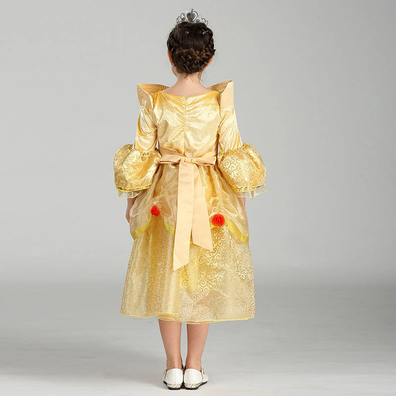 Classic Princess Belle Dress Cosplay Costume Halloween Party Dress Up 3 Classic Princess Belle Dress Cosplay Costume Halloween Party Dress Up - Image 3
