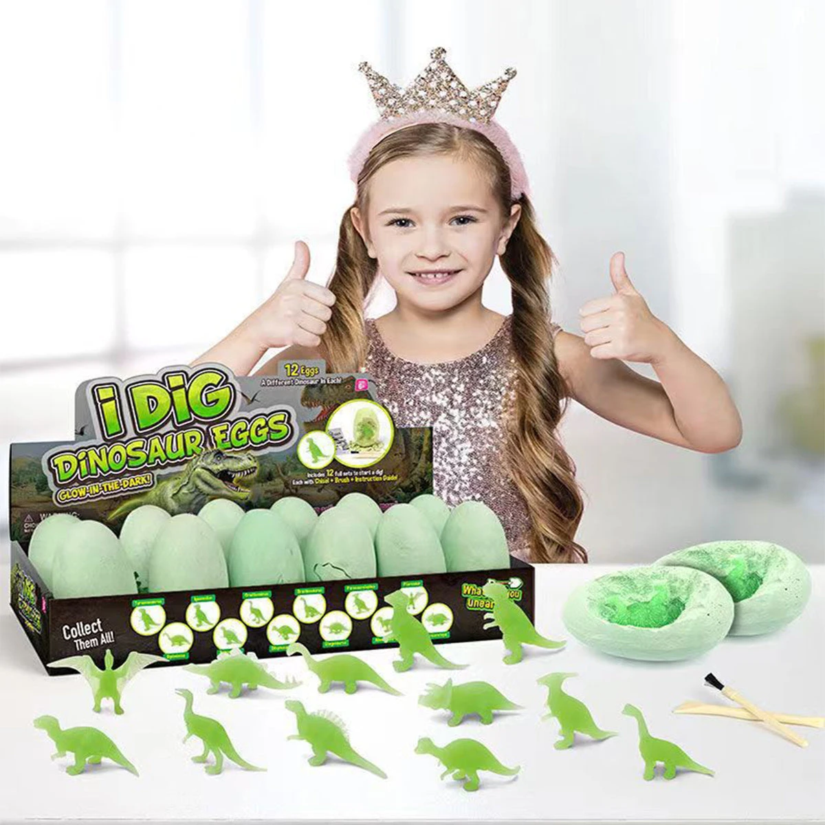 Glow In The Dark Dinosaur Eggs Excavation Kit 12-Pack Luminous Dinosaurs Surprise Dino Eggs 5 Glow In The Dark Dinosaur Eggs Excavation Kit 12-Pack Luminous Dinosaurs Surprise Dino Eggs - Image 5