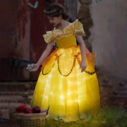 Belle Costume Girl Princess Dress Light Up Dress Glowing Party Dress Birthday Dress