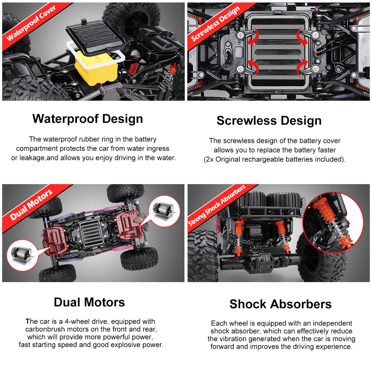 Amphibious RC Car 100% Waterproof Off-Road Monster Vehicle 2.4GH Remote Control Truck 9 Amphibious RC Car 100% Waterproof Off-Road Monster Vehicle 2.4GH Remote Control Truck - Image 9