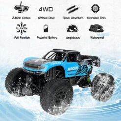Amphibious RC Car 100% Waterproof Off-Road Monster Vehicle 2.4GH Remote Control Truck 14 Amphibious RC Car 100% Waterproof Off-Road Monster Vehicle 2.4GH Remote Control Truck -Sun Baby Sales Store Amphibious RC Truck 1