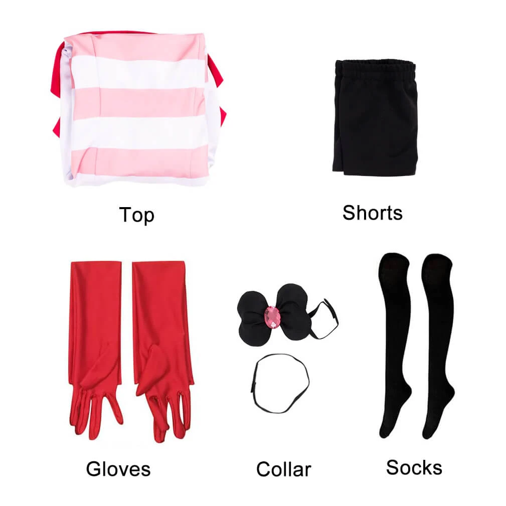 Angel Dust Costume Hazbin Hotel Cosplay Outfit Angel Striped Sweatshirt Shorts Gloves Full Set For Adult 3 Angel Dust Costume Hazbin Hotel Cosplay Outfit Angel Striped Sweatshirt Shorts Gloves Full Set For Adult - Image 3