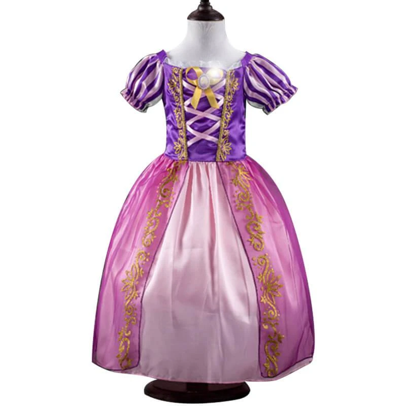 Long Hair Princess Dress Little Girls Pink Purle Outfit Halloween Party Dress Ball Gown 2 Long Hair Princess Dress Little Girls Pink Purle Outfit Halloween Party Dress Ball Gown - Image 2