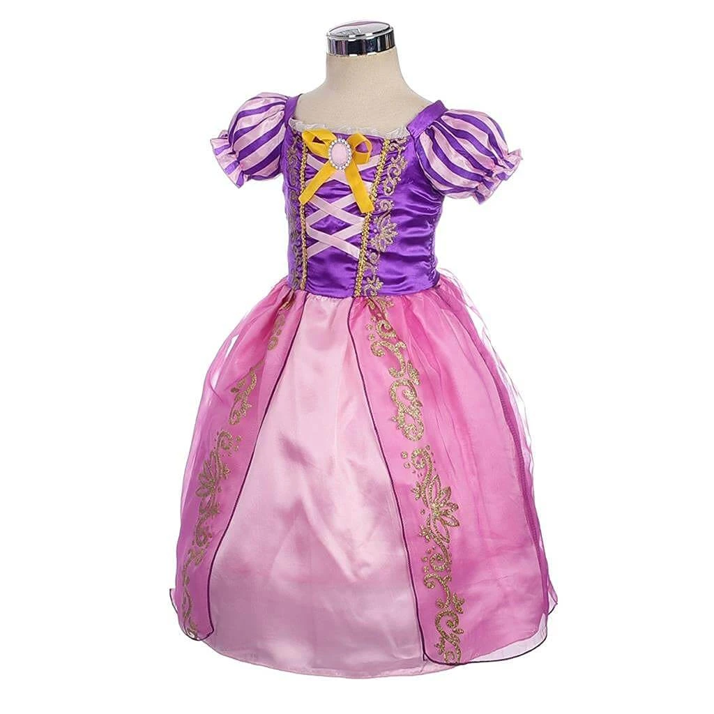 Long Hair Princess Dress Little Girls Pink Purle Outfit Halloween Party Dress Ball Gown 4 Long Hair Princess Dress Little Girls Pink Purle Outfit Halloween Party Dress Ball Gown - Image 4