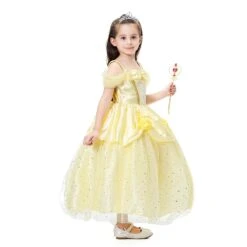 Princess Girls Costume Shining Sequin Overlay Party Dress Off Shoulder Layered Dress 13 Princess Girls Costume Shining Sequin Overlay Party Dress Off Shoulder Layered Dress -Sun Baby Sales Store BellaPrincessGirlDresses 6