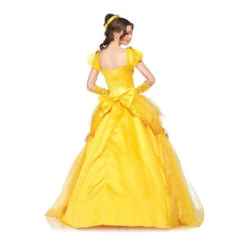 Women Belle Dress Movie Cosplay Princess Belle Costume Party Ball Gown Yellow Satin Carnival Dress -Sun Baby Sales Store Belle Costume Sleeping Beauty 2