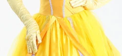 Women Belle Dress Movie Cosplay Princess Belle Costume Party Ball Gown Yellow Satin Carnival Dress -Sun Baby Sales Store Belle Costume Sleeping Beauty 4