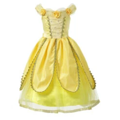 Princess Belle Dress 3D Flowers Party Ball Gown Carnival Dress Halloween Costume 12 Princess Belle Dress 3D Flowers Party Ball Gown Carnival Dress Halloween Costume -Sun Baby Sales Store BellePrincessdress 3