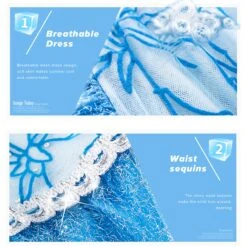 Kids Elsa Princess Dress And Accessories Snow Queen Cosplay Party Princess Dress With Long Cape 17 Kids Elsa Princess Dress And Accessories Snow Queen Cosplay Party Princess Dress With Long Cape -Sun Baby Sales Store Blu 8Accessori 04