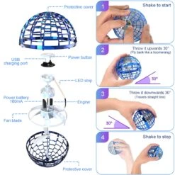 Fly Boomerang Mini Drone For Kids 360° Rotating Hand Controlled Flying Space Ball For Boys Girls Christmas Gift -Sun Baby Sales Store Blue 05
