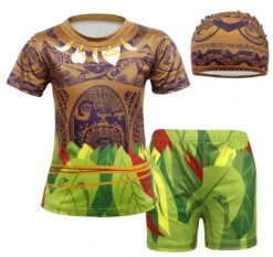 Boys Maui Swimsuit Beach Vacation Bating Suit 3 Pieces Tattoo Printed Swimwear