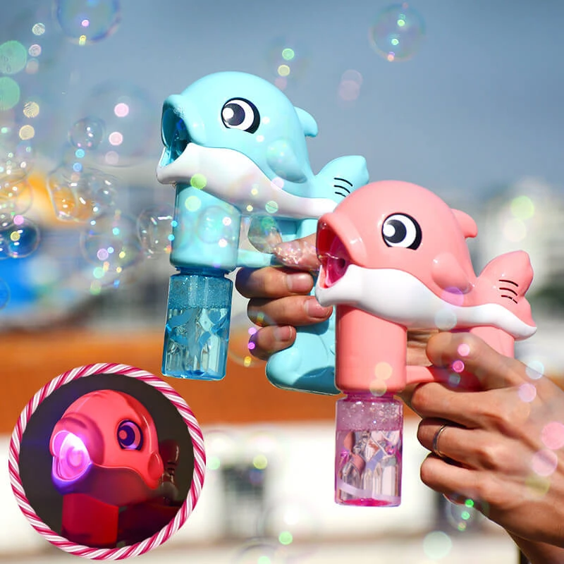 New Flashing Light Up Kids Dolphin Magic Bubble Maker Gun Summer Toys 3 New Flashing Light Up Kids Dolphin Magic Bubble Maker Gun Summer Toys - Image 3