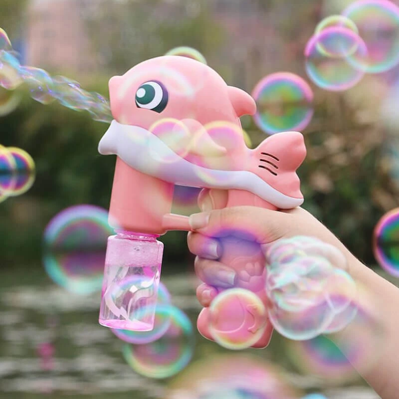 New Flashing Light Up Kids Dolphin Magic Bubble Maker Gun Summer Toys 2 New Flashing Light Up Kids Dolphin Magic Bubble Maker Gun Summer Toys - Image 2