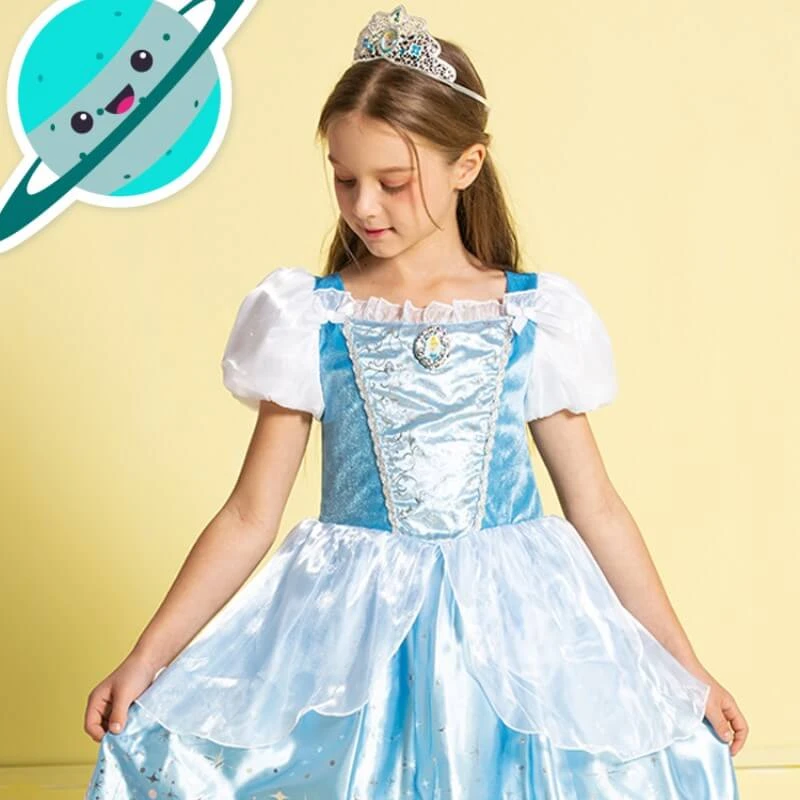 Girls Costume Dresses Birthday Party Outfit Princess Cosplay Role Pretend Knee-Length Dress 2 Girls Costume Dresses Birthday Party Outfit Princess Cosplay Role Pretend Knee-Length Dress - Image 2
