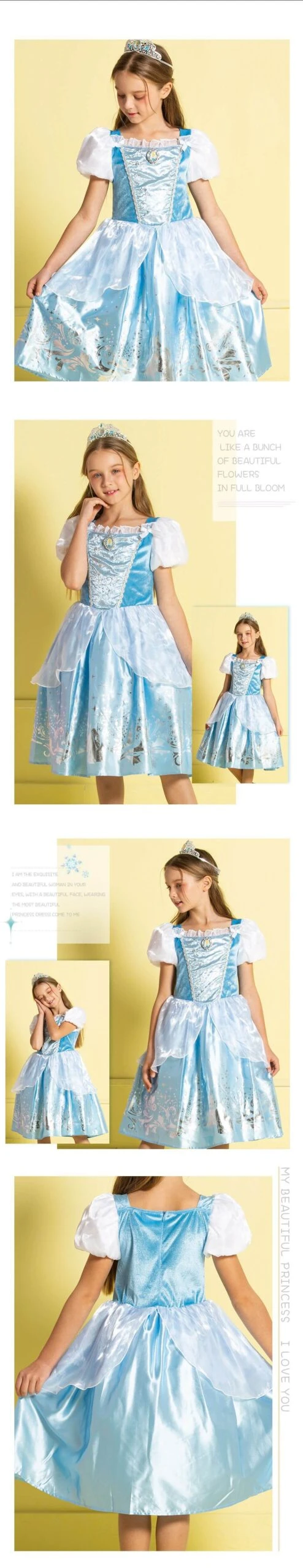 Girls Costume Dresses Birthday Party Outfit Princess Cosplay Role Pretend Knee-Length Dress 3 Girls Costume Dresses Birthday Party Outfit Princess Cosplay Role Pretend Knee-Length Dress - Image 3