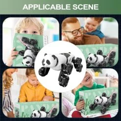 Remote Control Car 2.4G Cute Panda Eight-wheel Stunt Car Swing Arm Climbing Off-road Vehicle -Sun Baby Sales Store Cute Panda Eight wheel Stunt RC Car 1